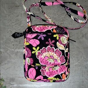 Vera Bradley Floral Crossbody Bag in Pink and Black